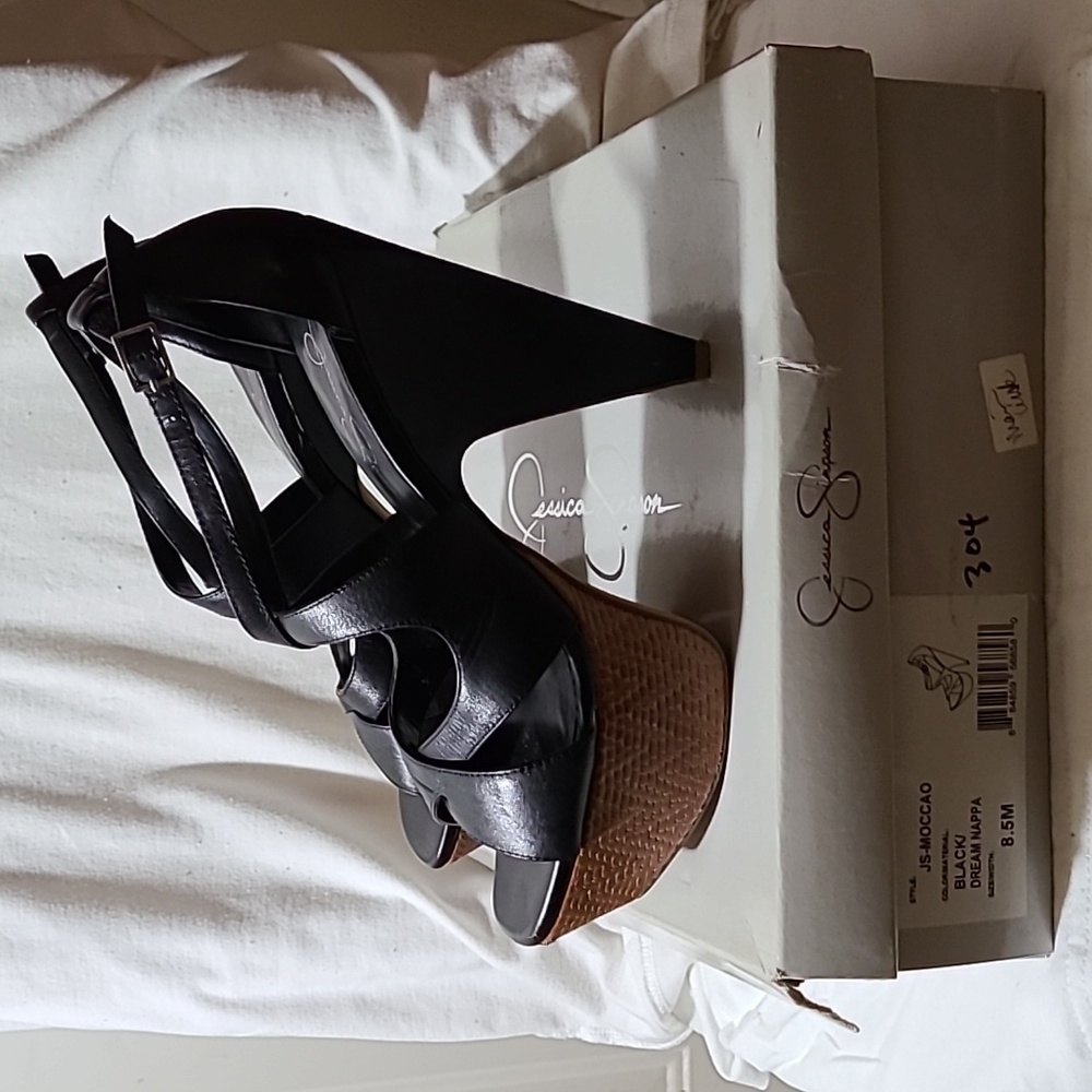 Jessica Simpson Black and Brown platform high heels